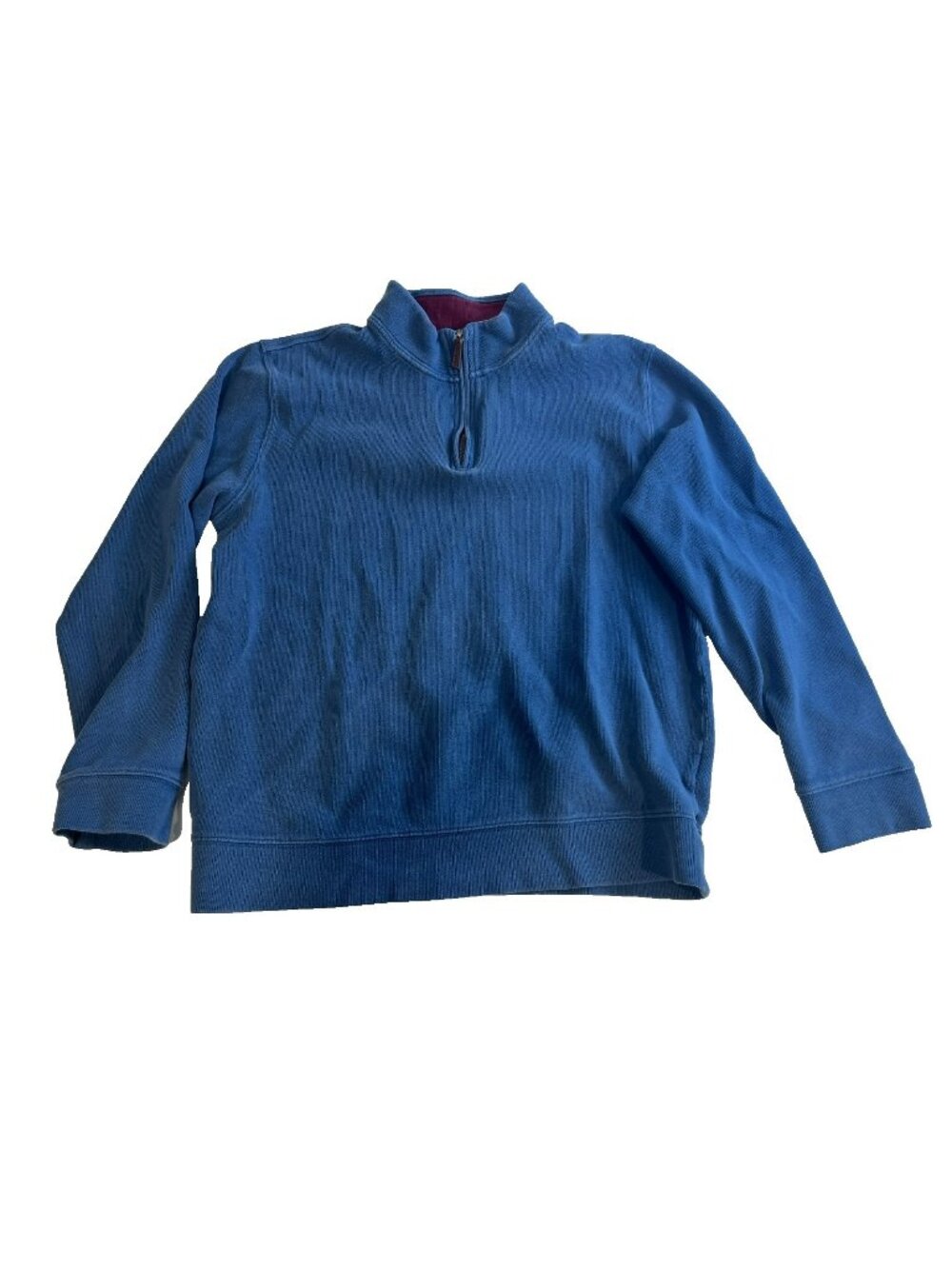 Lands' End Pullover Sweater Mens LT Large Tall Blue Cotton Mock Quarter Zip READ